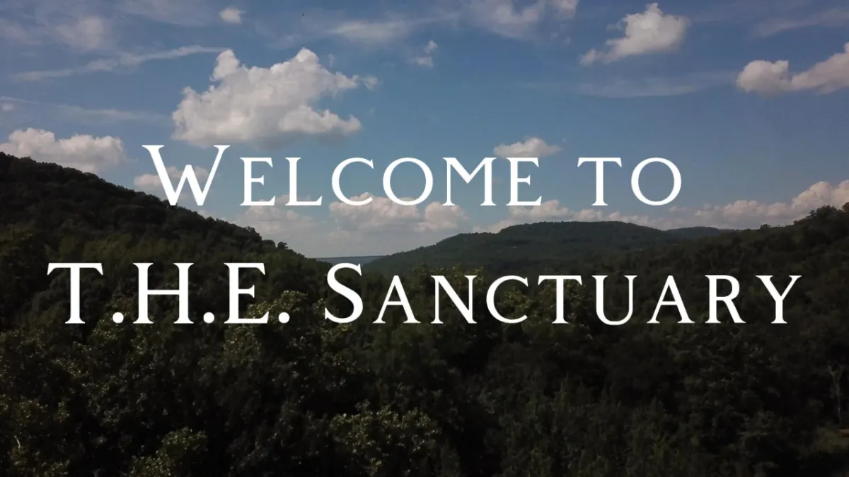 Valley view with the words Welcome to the Sanctuary