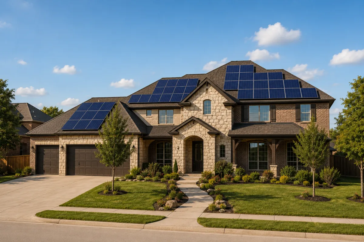 Houston house with solar panels.