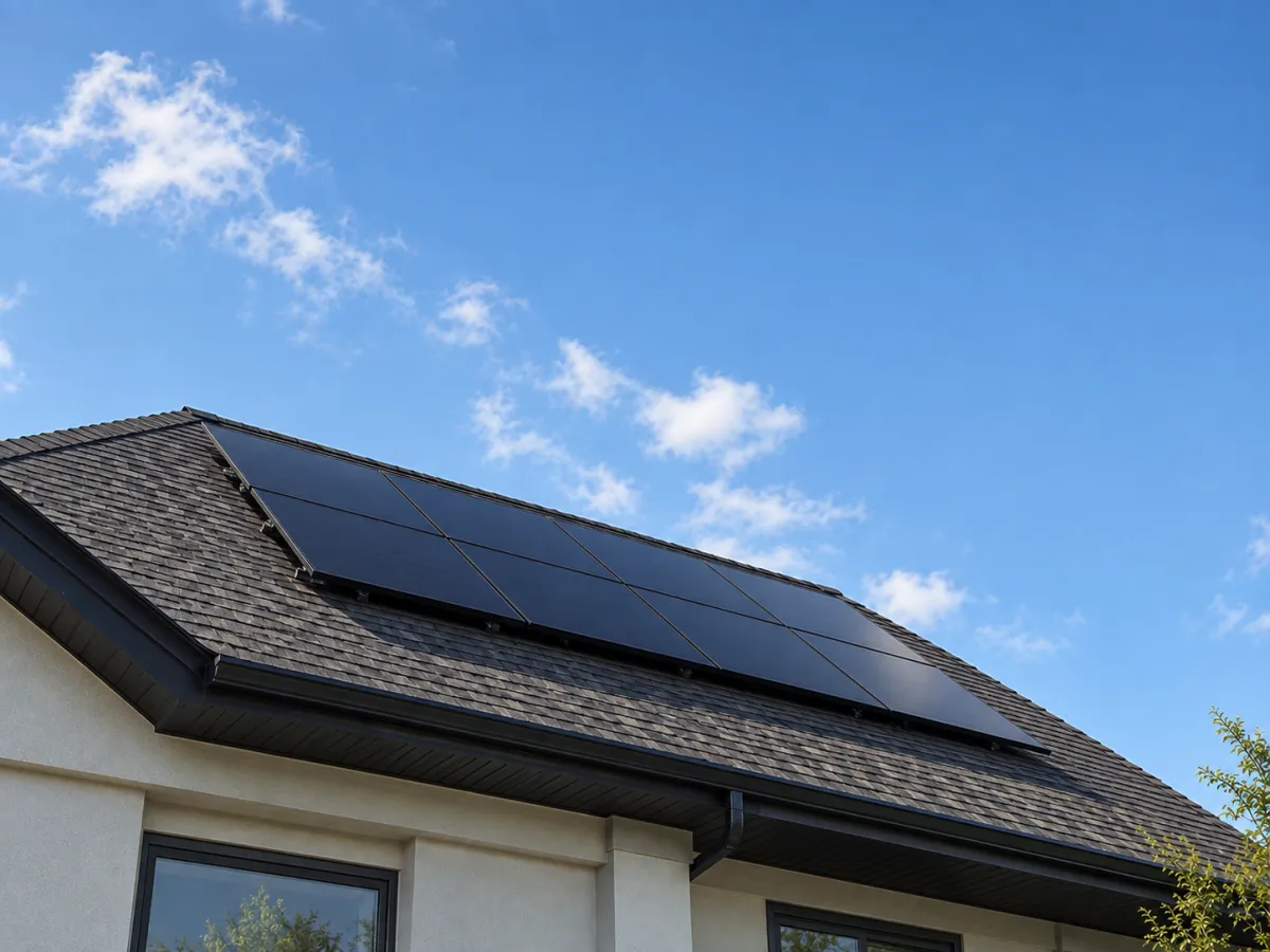 Solar panels on roof.