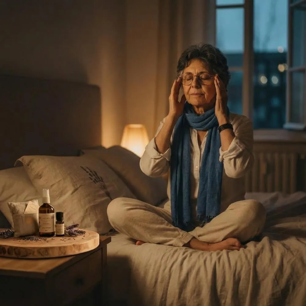 Barbara che esegue il rituale OFF in una camera da letto con luce calda