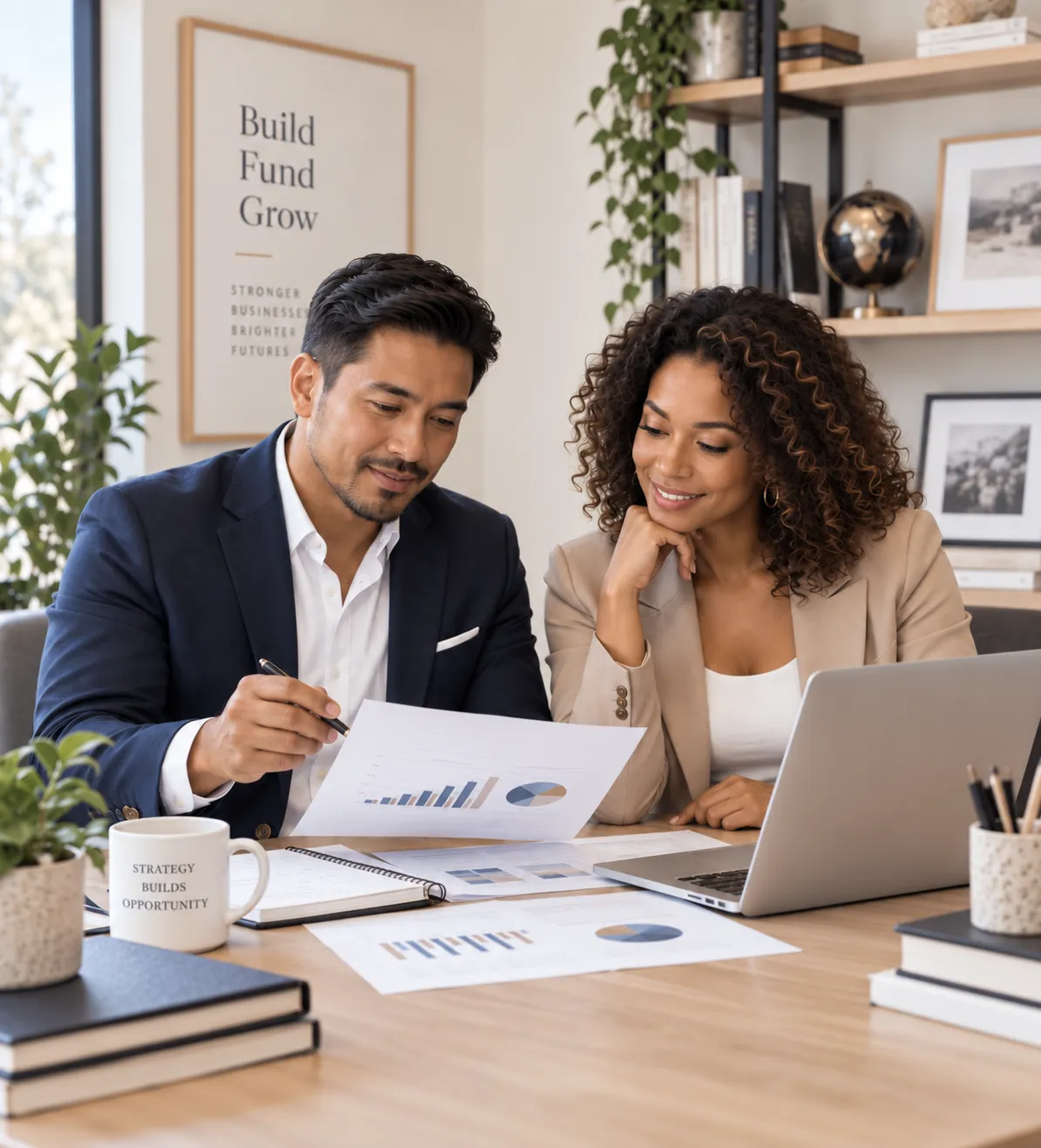 Professional adult reviewing financial strategy documents