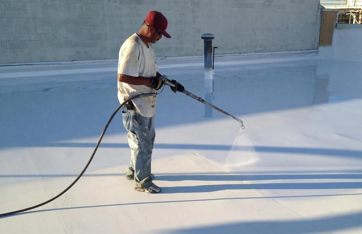 silicone being applied to roof