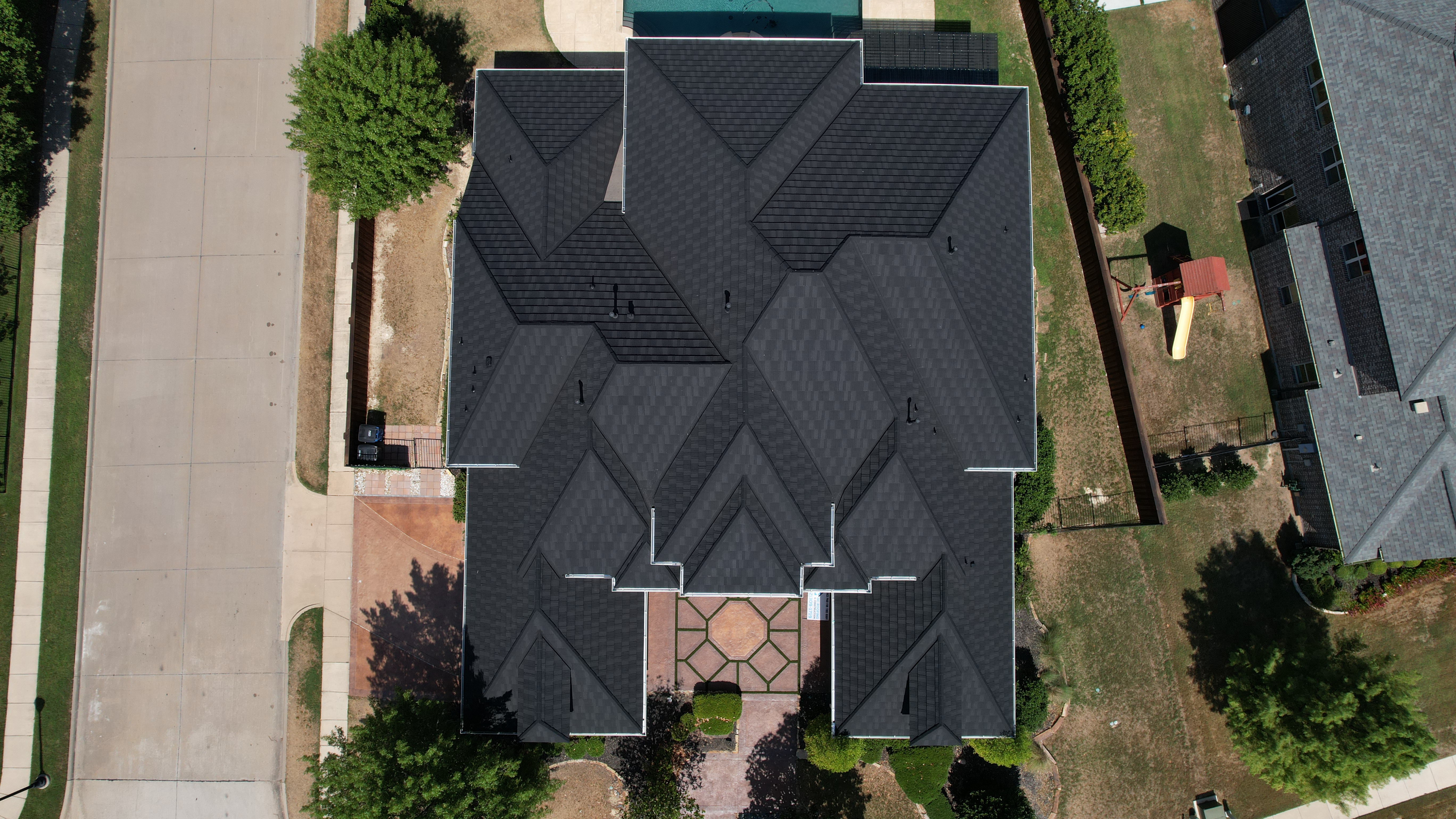 Birdseye view of Stone Coated Steel on Residential Roof