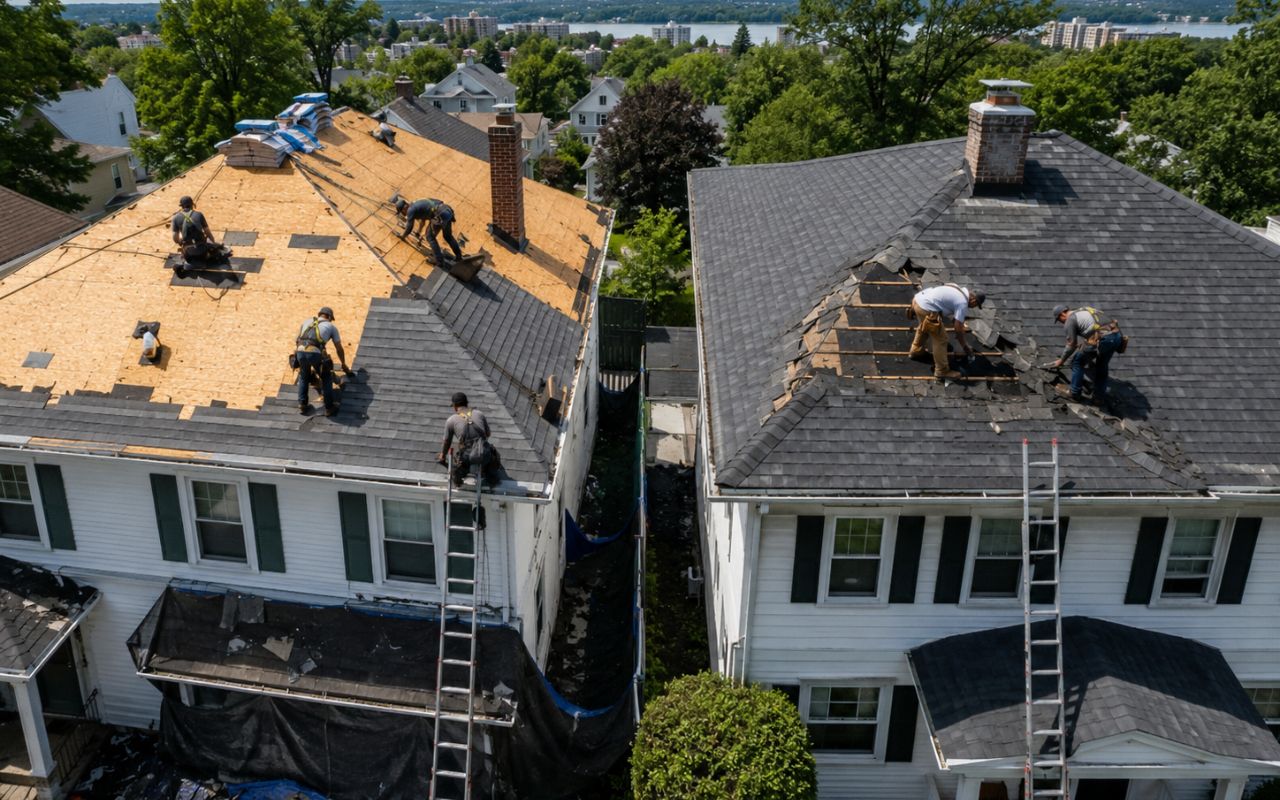 roof replacement vs major roof repair in Port Chester for a local home