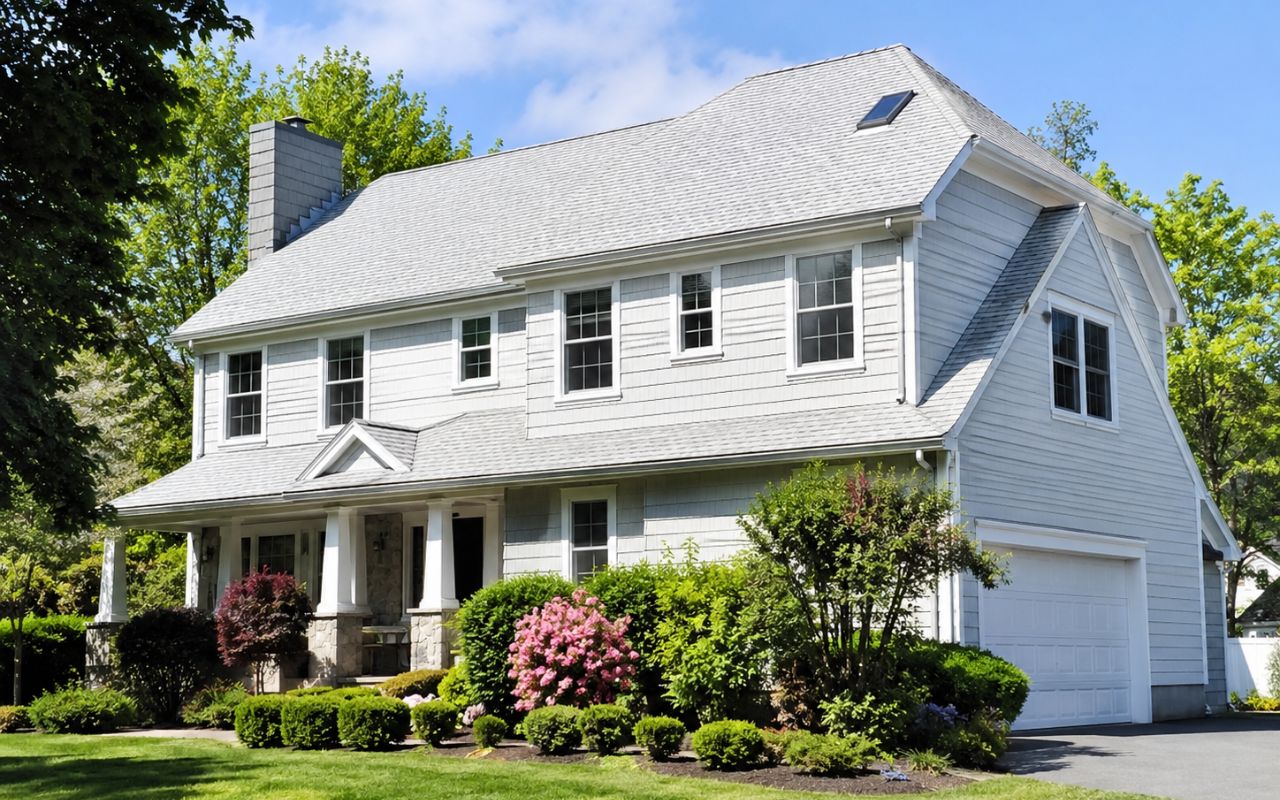 Roof color energy efficiency in White Plains home with light shingles