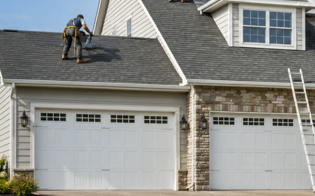 Asphalt shingle roof replacement on a family home