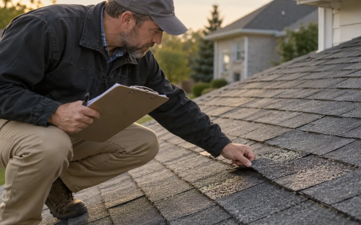  Roof inspection showing shingle condition on a residential home