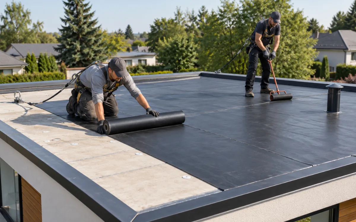  Flat roof installation on a residential home
