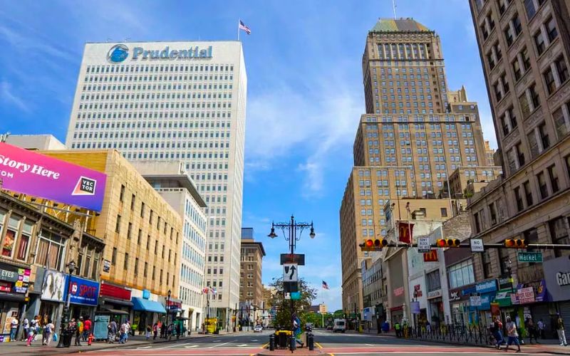 Downtown Newark Street corner with businesses