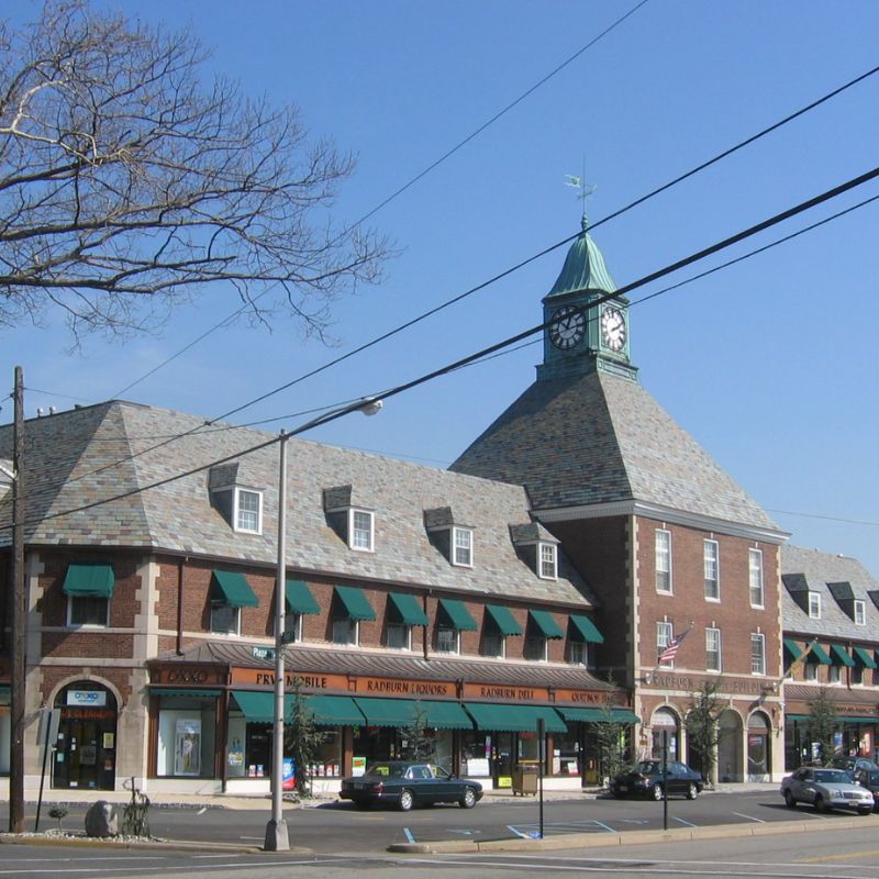 Downtown business building with awnings in Fairlawn, NJ