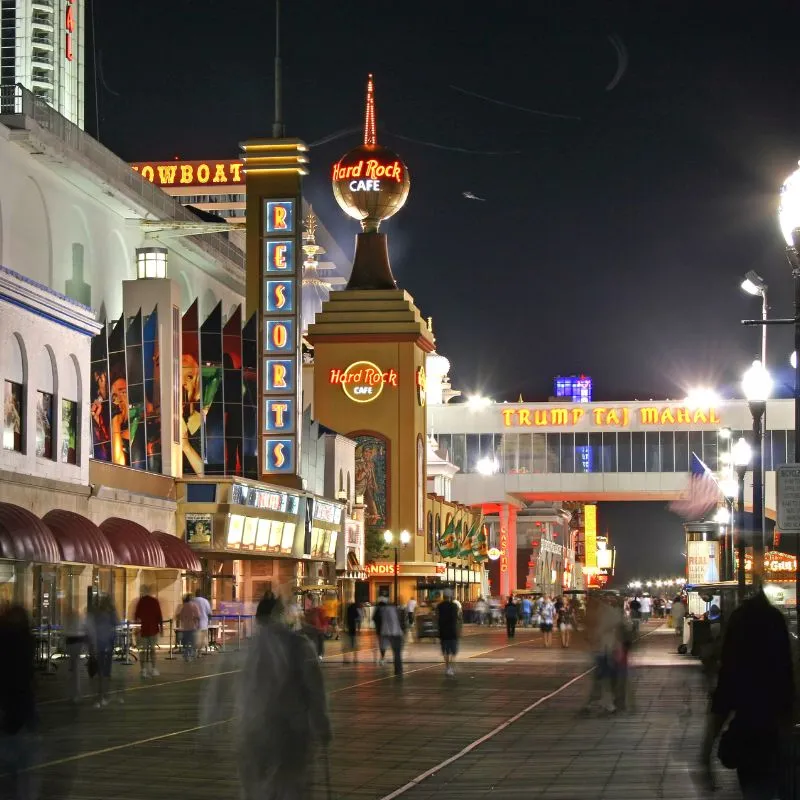 Casinos and businesses at night