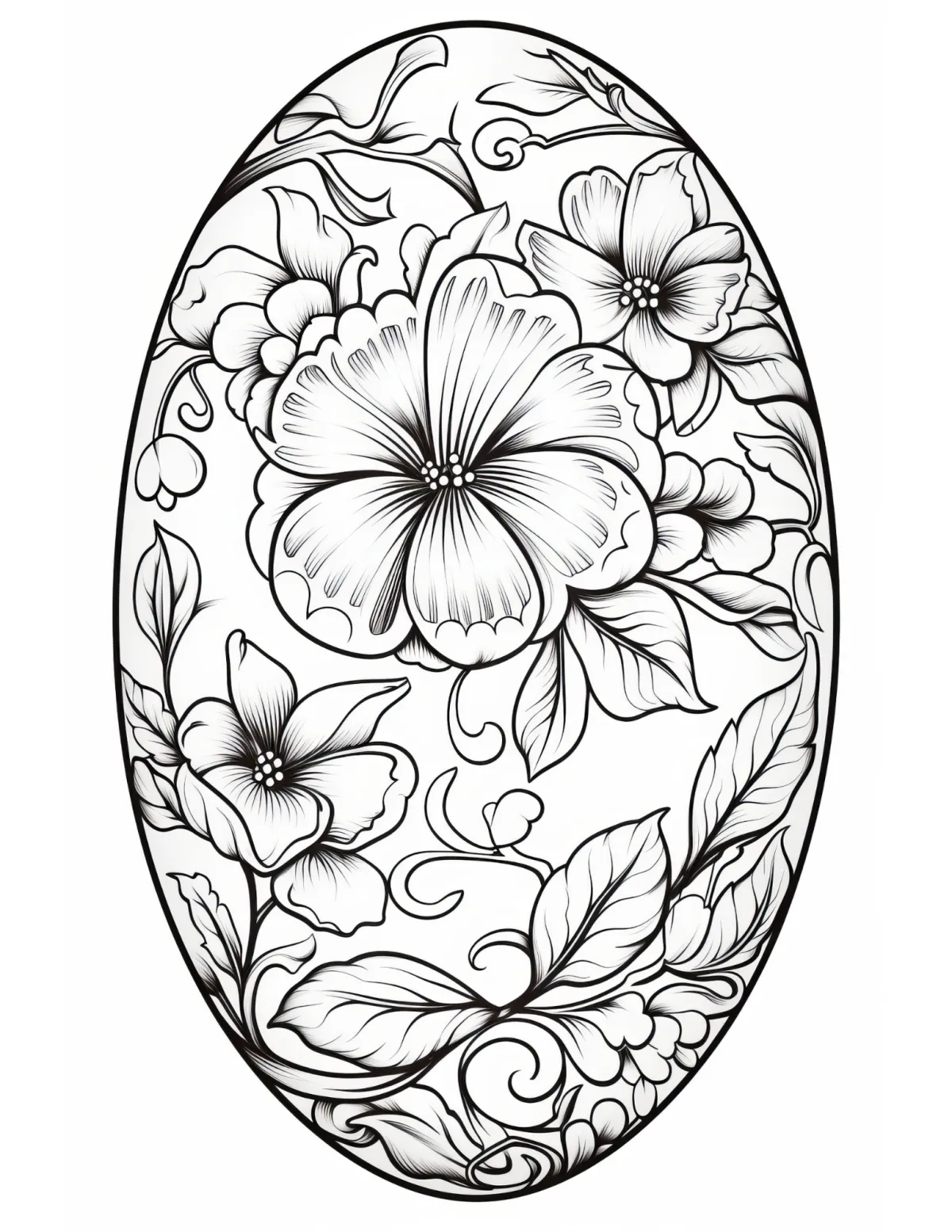 Flower Easter Egg Coloring Page