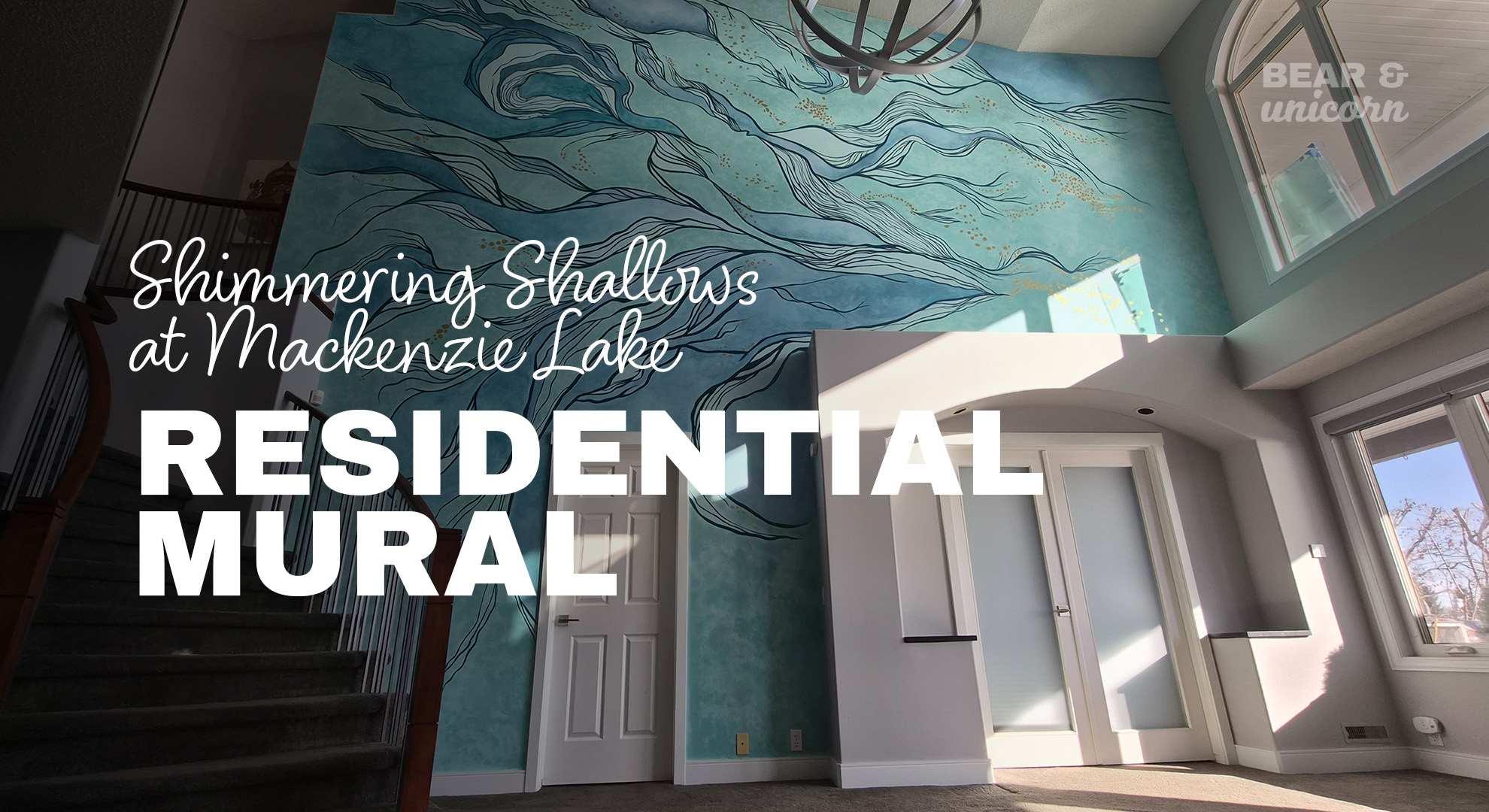 Hand-Painted Fine Art Mural: "Shimmering Shallows" in Mackenzie Lake, Calgary