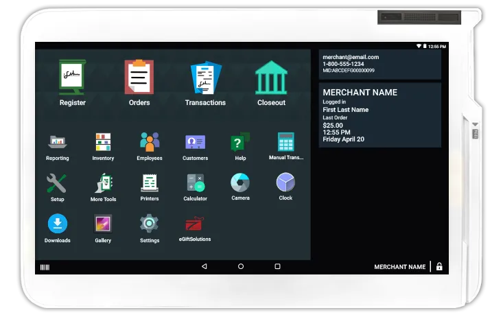 Clover Flex displaying the order configuration screen