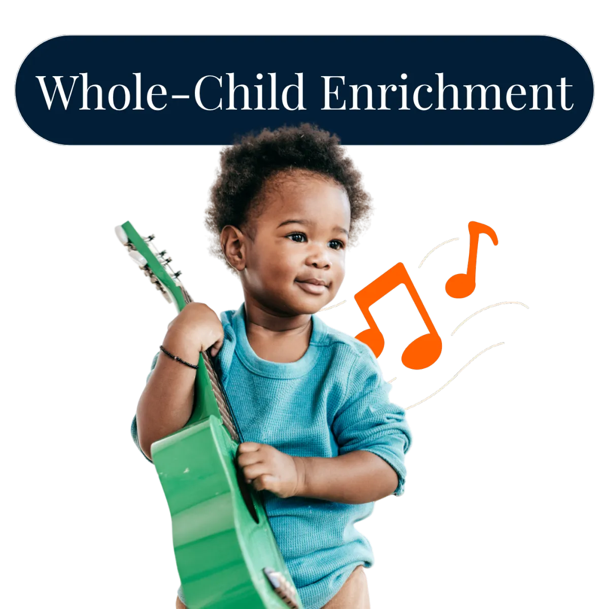 child playing music at daycare in Smyrna, GA