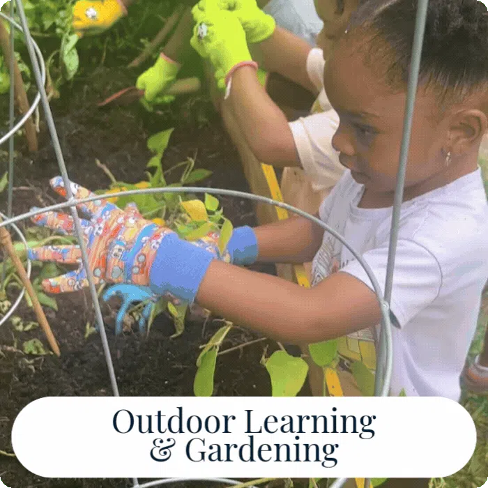 children gardening outdoors in Smyrna, GA