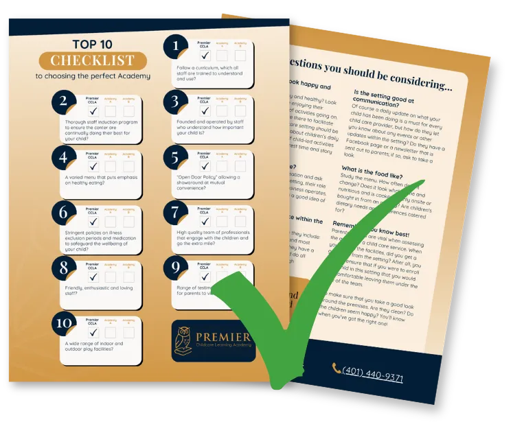 Checklist download comparing Premier Childcare Learning Academy with other preschool care options in Smyrna, Georgia