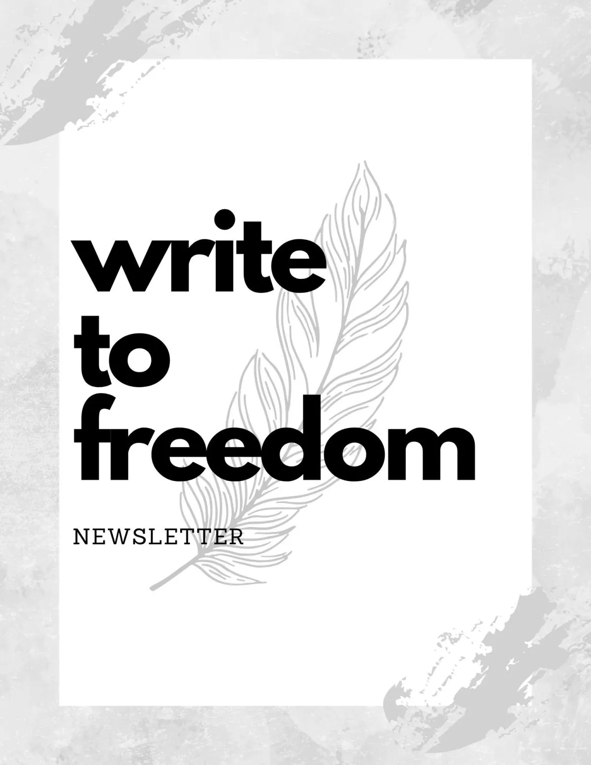 Logo of the Write to Freedom newsletter, including the outline of a feather.