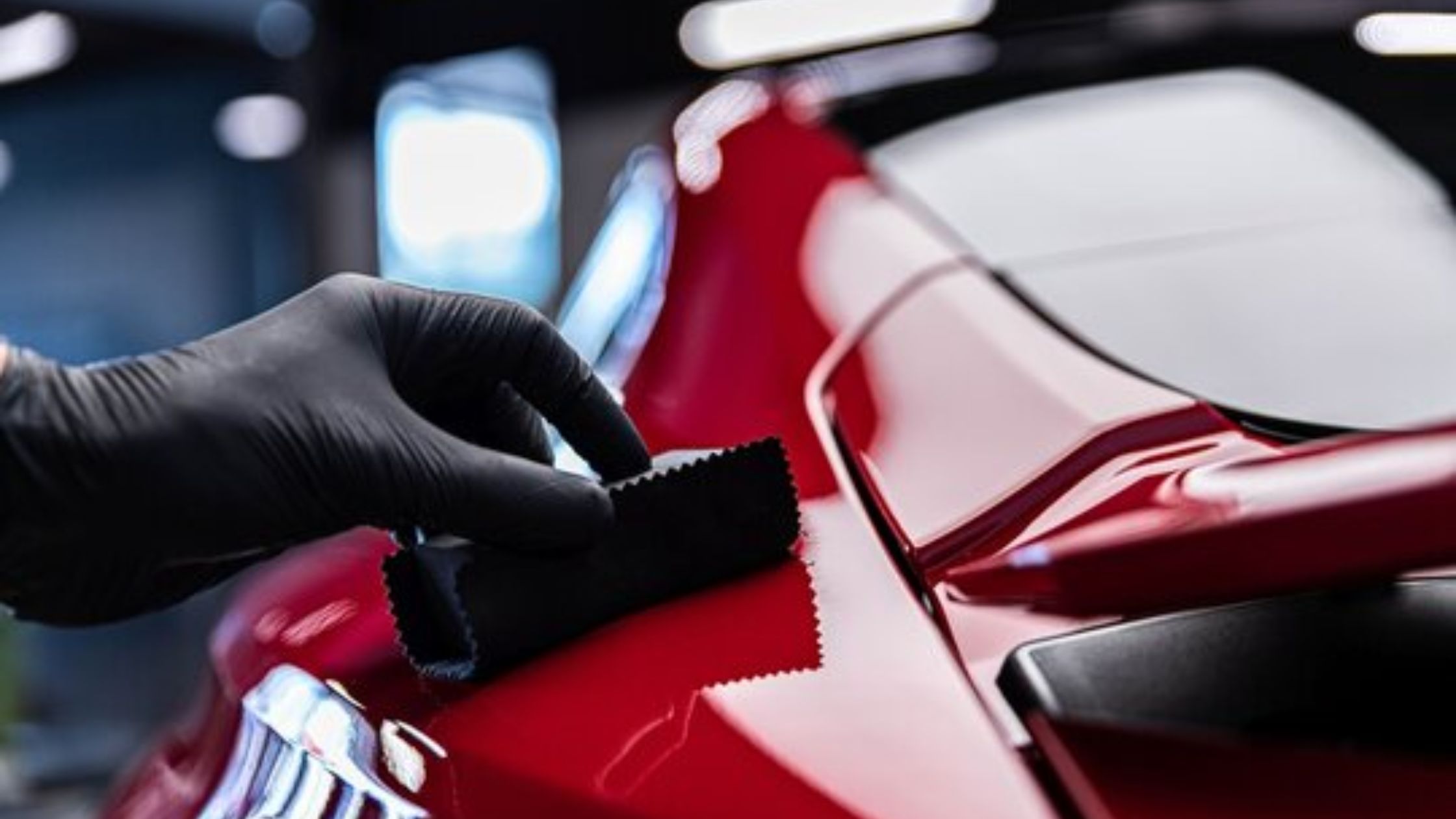 red car being detailed