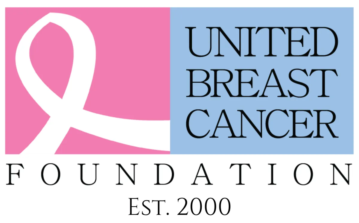 United Breast Cancer Foundation Pink white and blue logo
