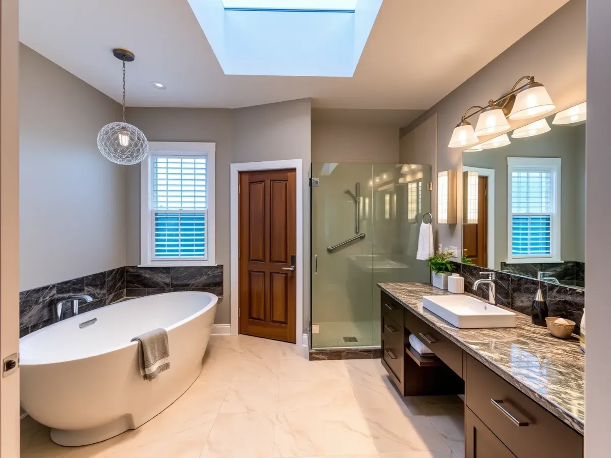 Completed Bathroom Remodeling in Morehead City, NC with contemporary style.