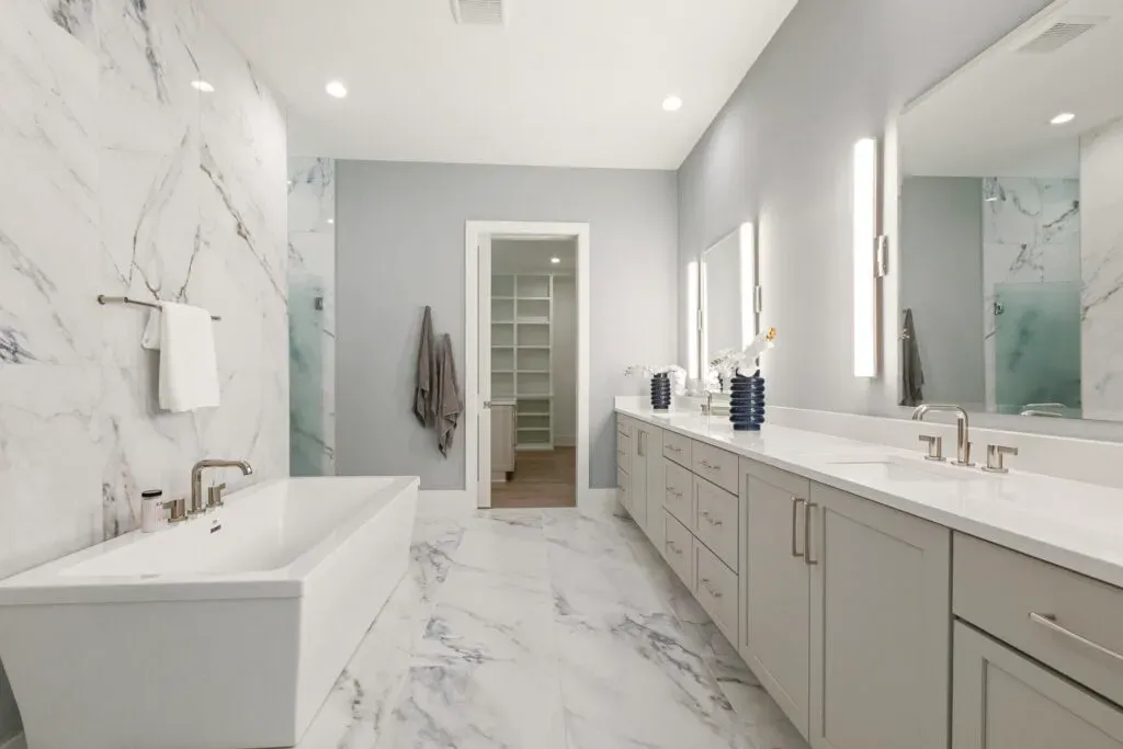 After photo of a modern Luxury Tile Installation in Morehead City, NC, showcasing enhanced design and durability.