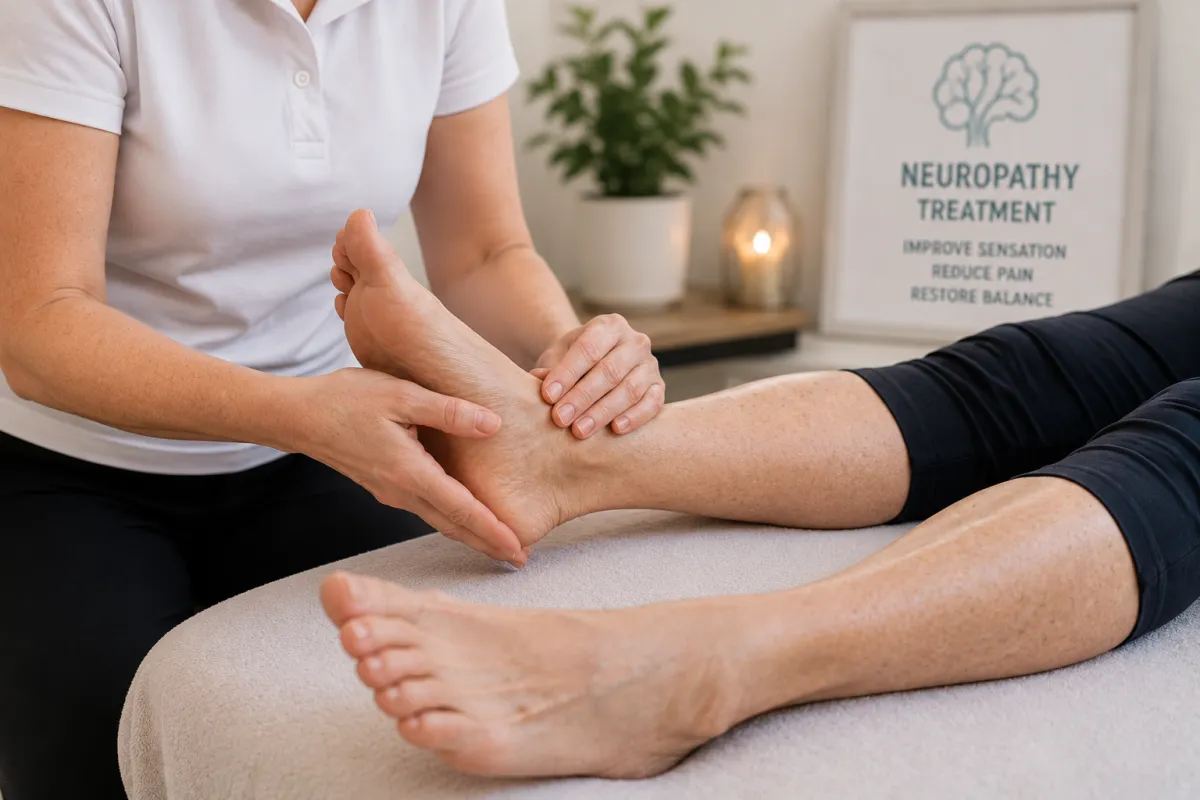 Physical therapy evaluation and treatment for peripheral neuropathy.