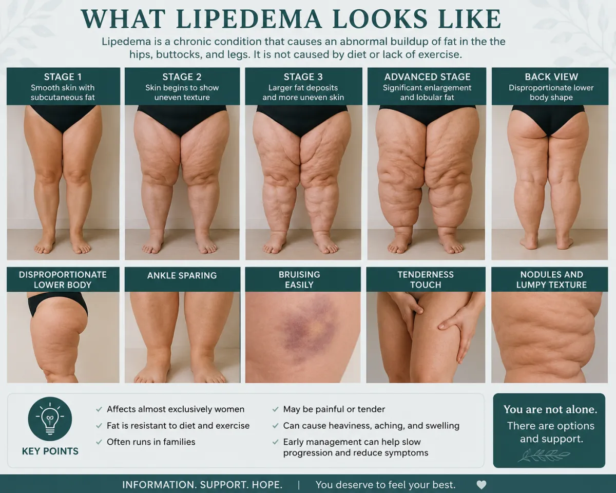 legs with stages of lipedema