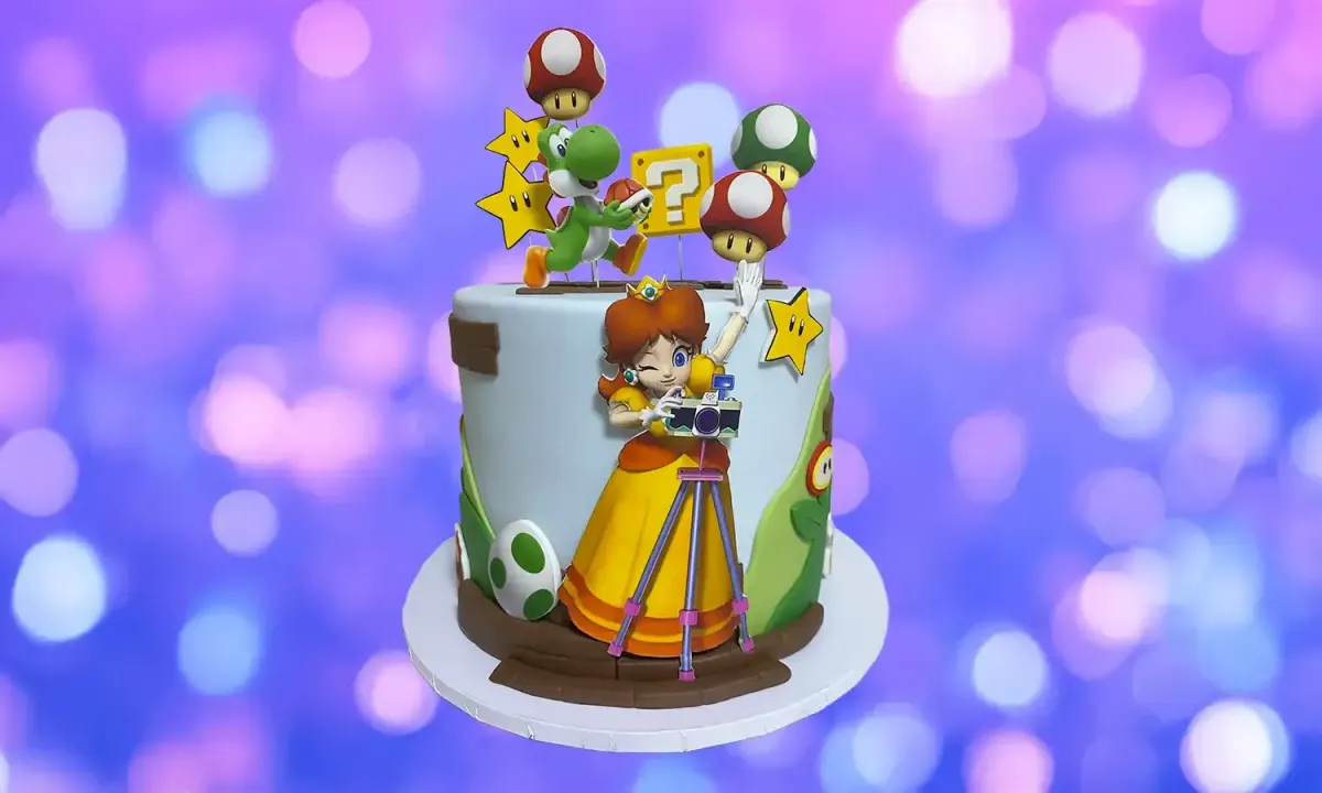 Custom birthday cake featuring festive design, colorful icing, and edible decorations, perfect for celebrations