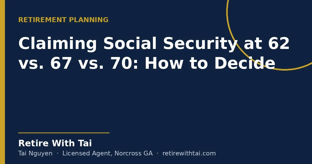 Claiming Social Security at 62 vs. 67 vs. 70: How to Decide - Retire With Tai