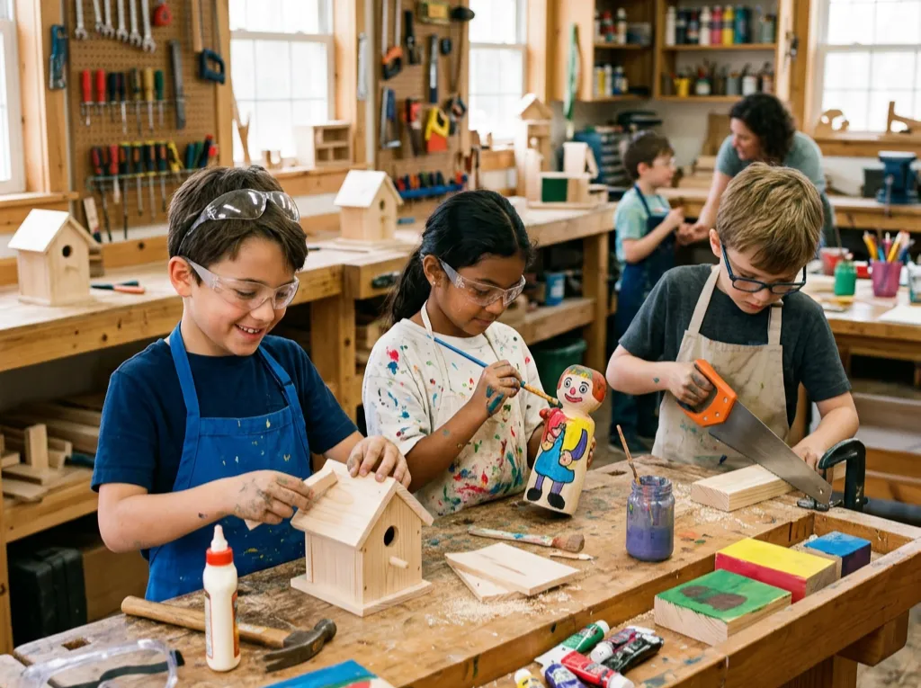 Kids having fun in an art class