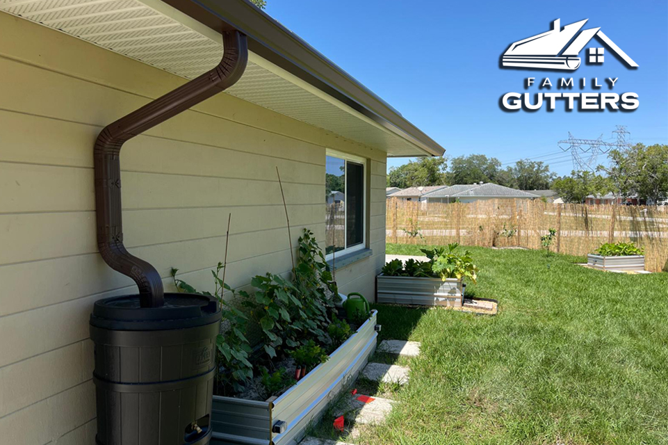 Measuring gutters during installation in Pasco County FL
