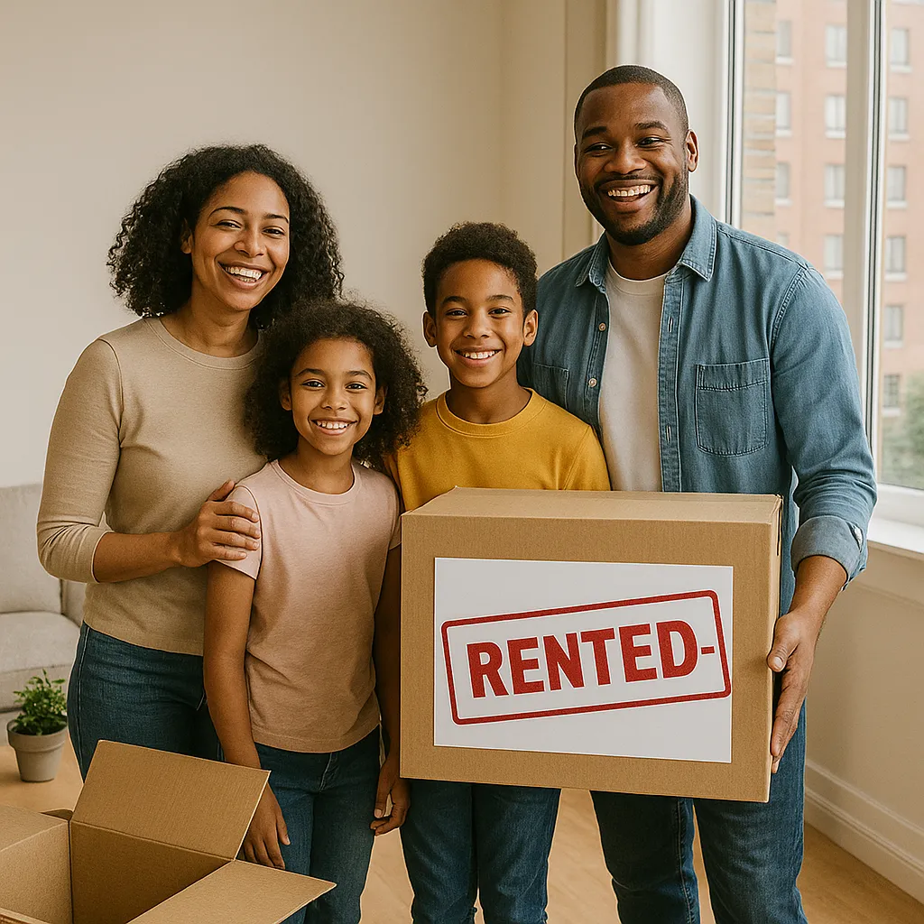 A landlord handing keys to a renter