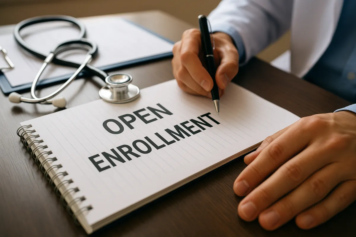 A line of people in open enrolment 