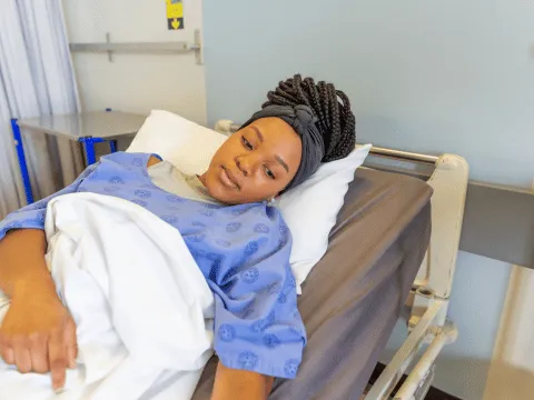 woman with critical illness