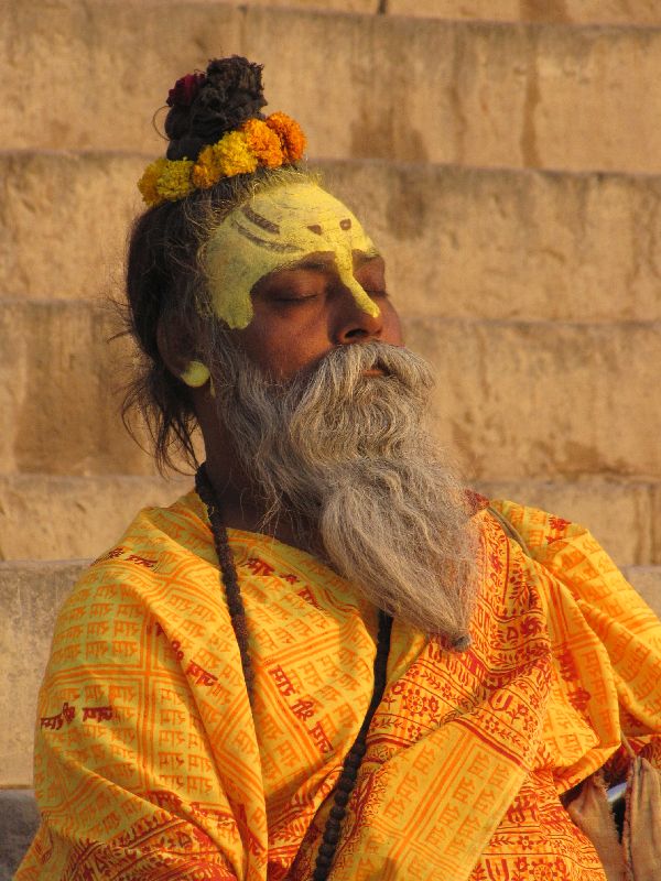 An Indian Sadhu meditating in Varanasi