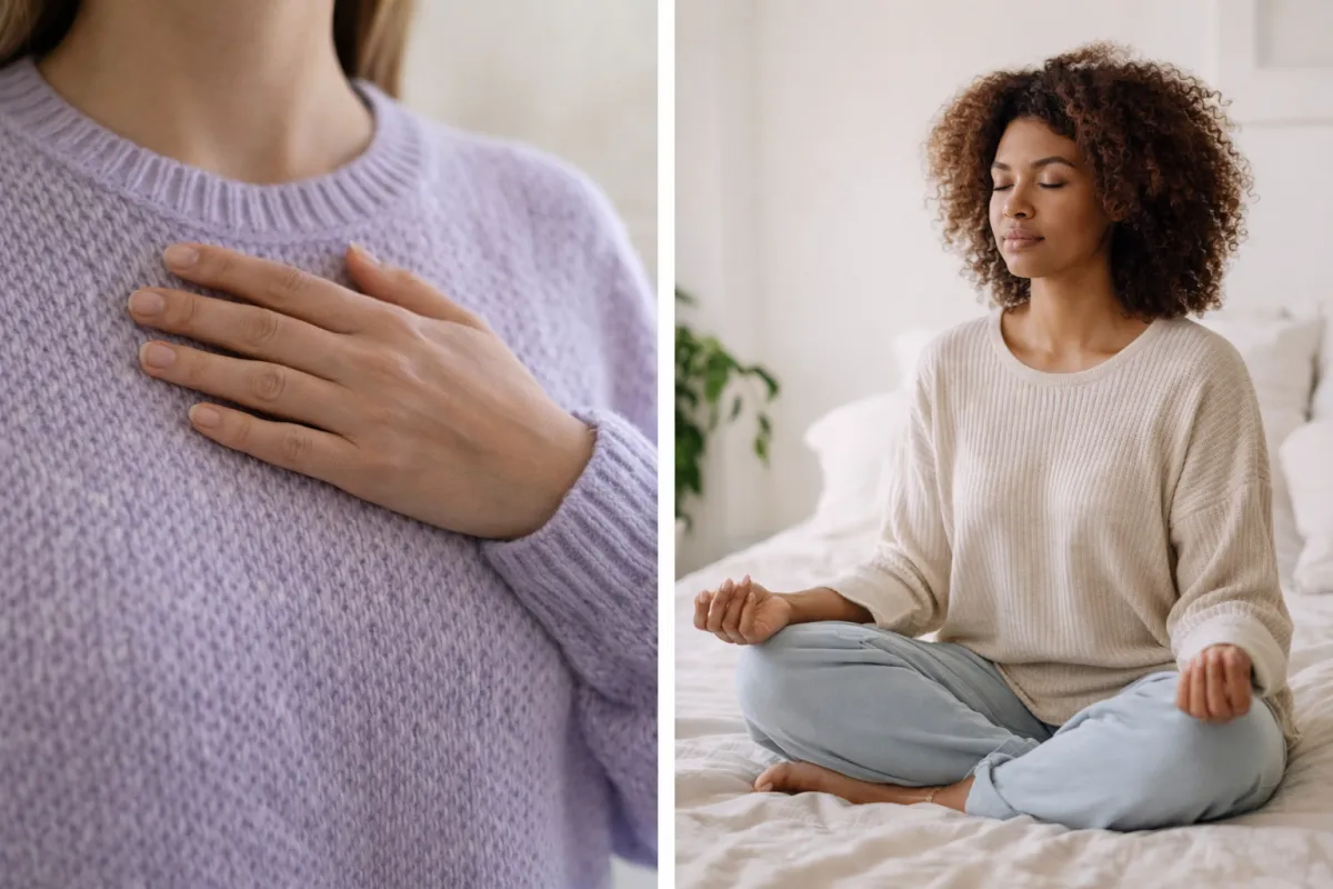 Woman practicing gratitude meditation