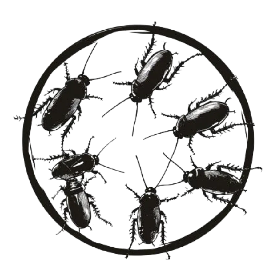 Roaches inside a circle