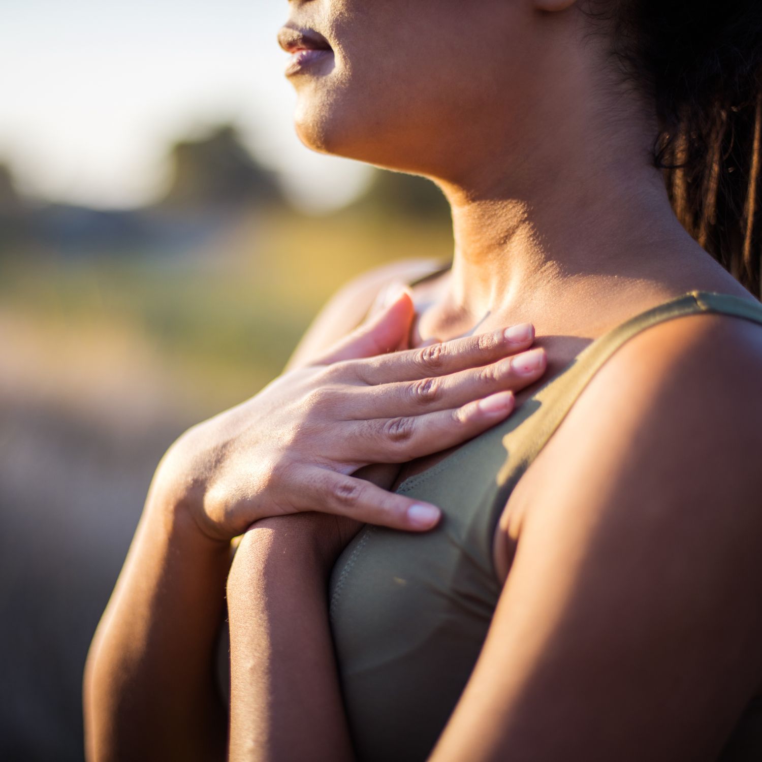 Woman Practicing Breathwork to Modulate Stress for Longevity