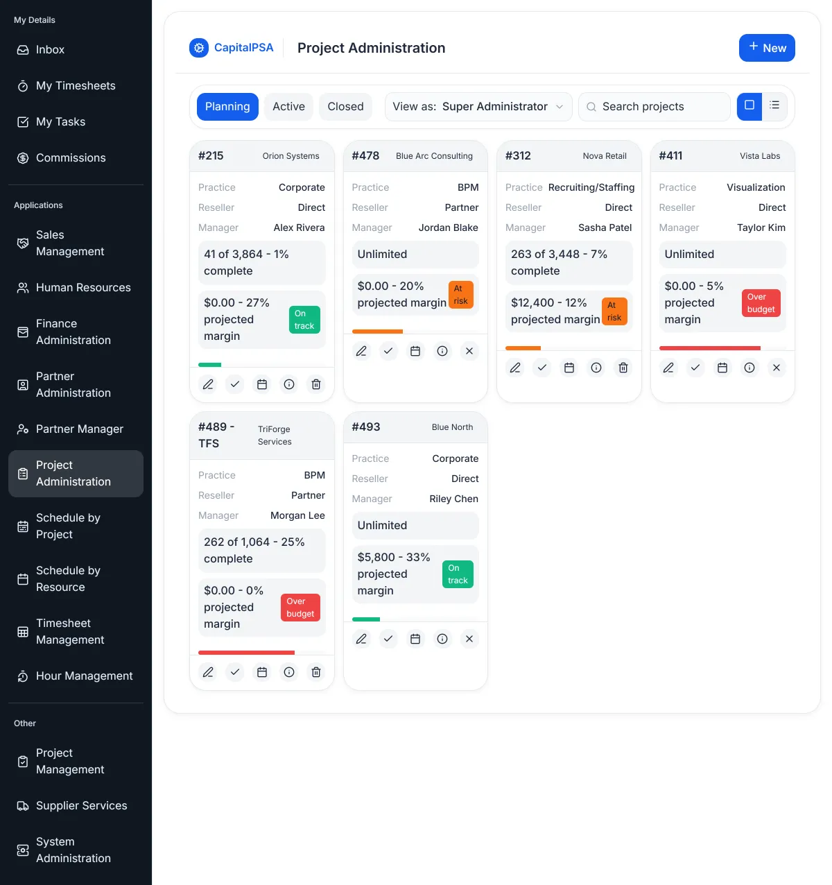 Professional Services Dashboard