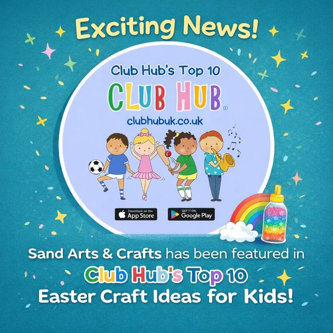 Sand Arts and Crafts was featured in Club Hub’s Top 10 Easter Craft Ideas for Kids.
