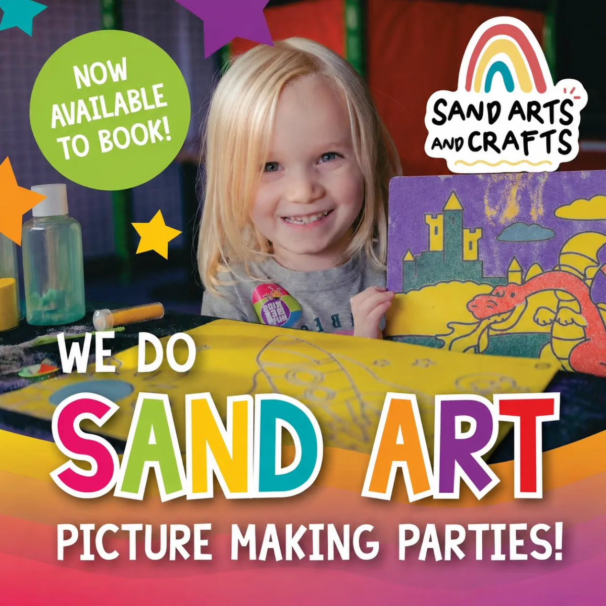 sand art party package for kids in Morecambe