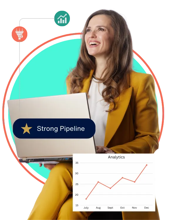 Business owner using CRM analytics dashboard to build a strong sales pipeline and increase revenue