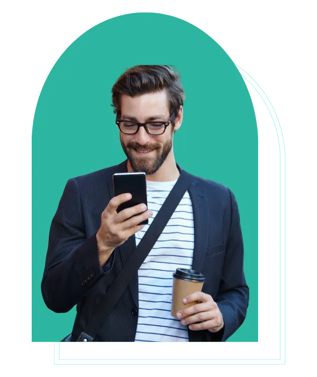 Business owner using mobile phone to manage leads and automation systems