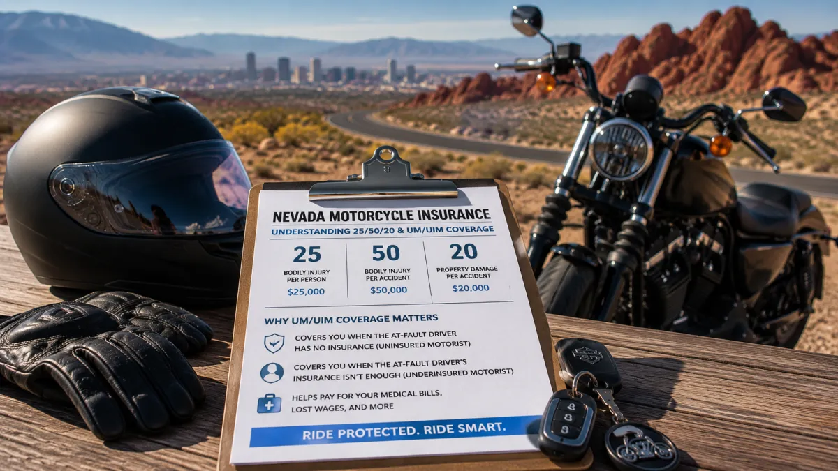 Nevada Motorcycle Insurance Explained: 25/50/20 and Why UM/UIM Coverage Matters
