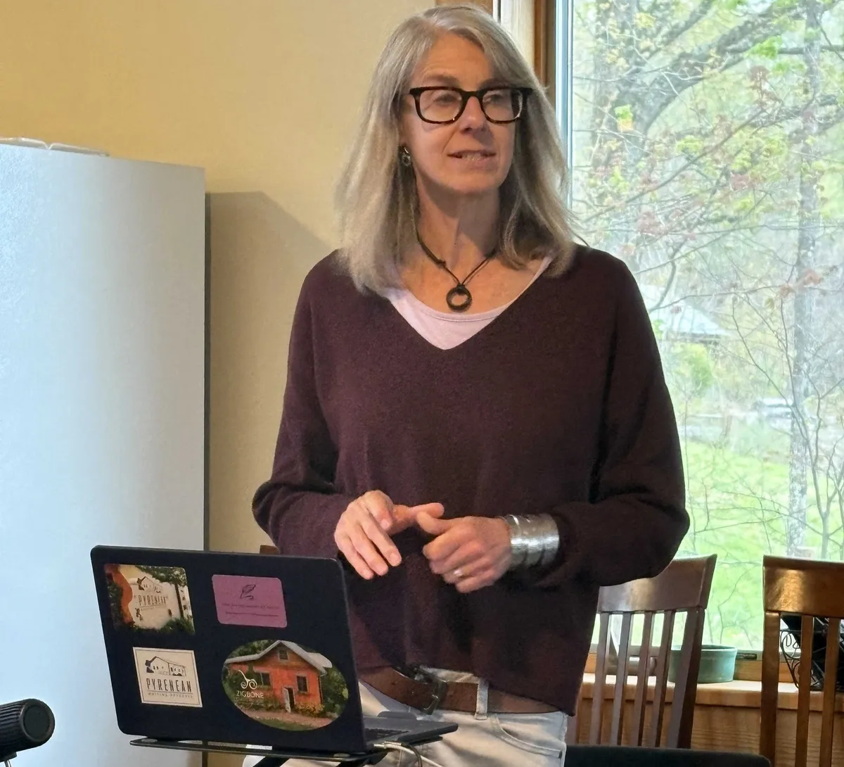 KindWrite co-founder Valerie Berton leads a retreat session