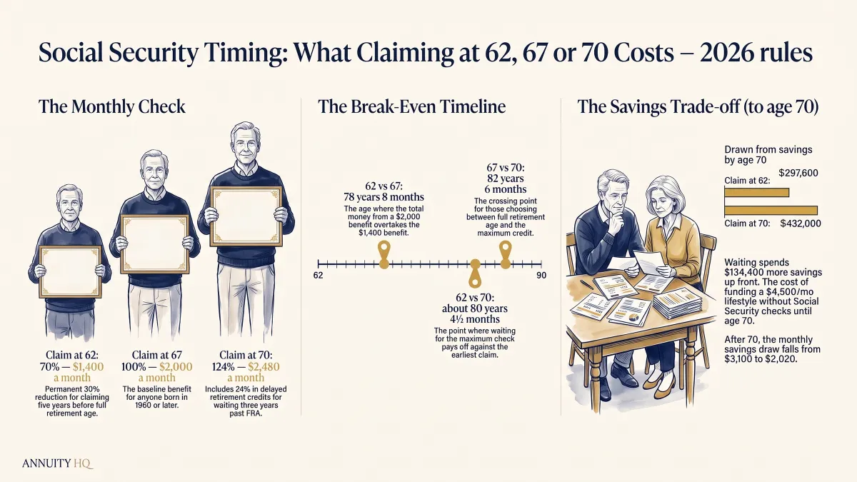 Social Security Timing: What Claiming at 62, 67 or 70 Actually Costs