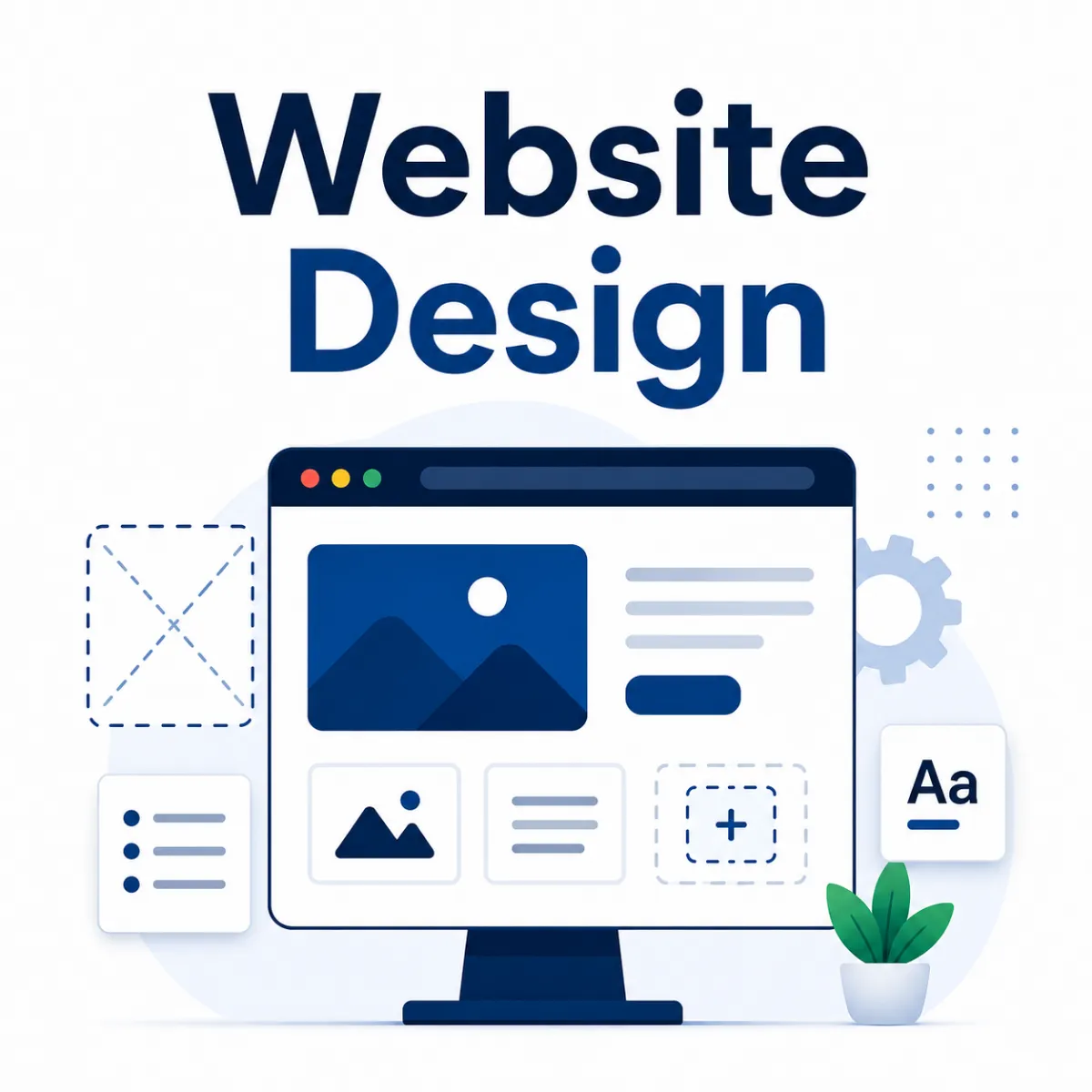 Website design illustration showing a modern business website layout