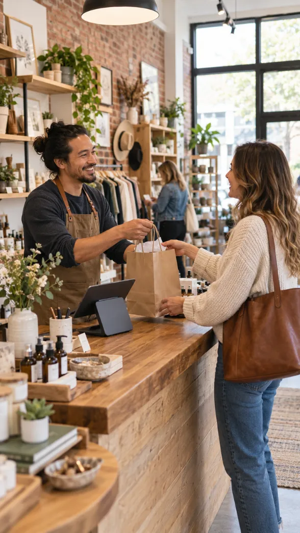 Local business owner serving customers in Norton Shores West Michigan storefront