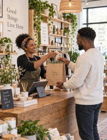 Local business owner serving customers in Muskegon Heights West Michigan storefront